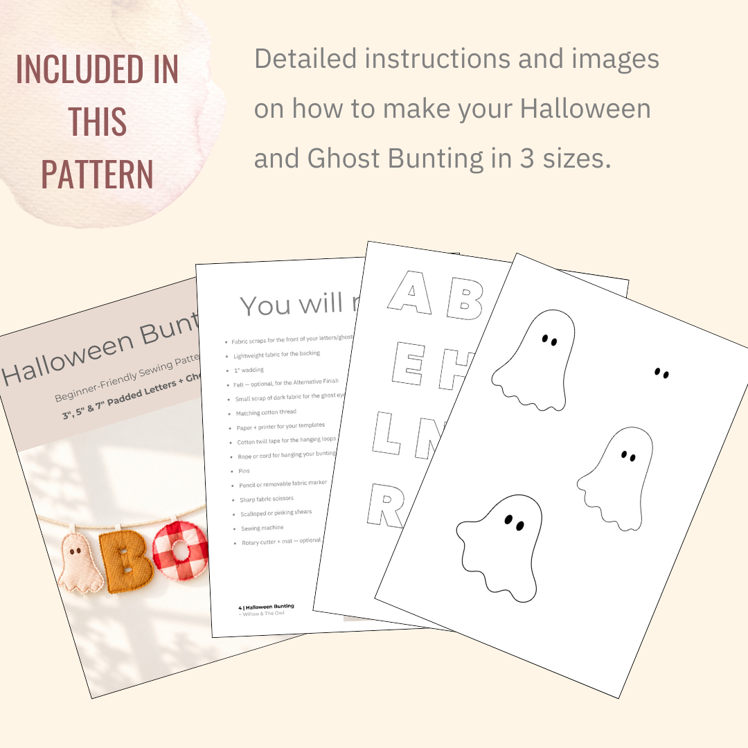 Halloween Bunting Sewing Pattern | Letters & Ghosts