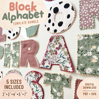Block Alphabet & Numbers Sewing Pattern Bundle | 5 Sizes
