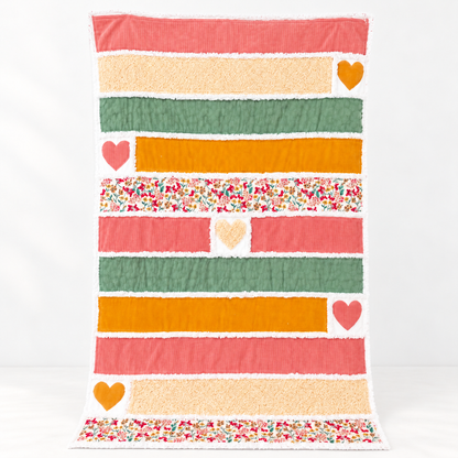 Heart Strip Rag Quilt Sewing Pattern